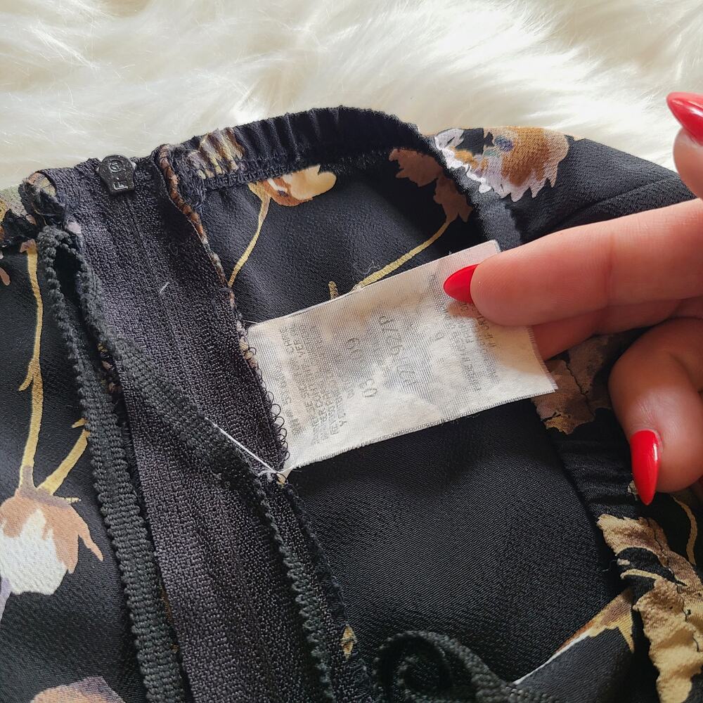 Vintage Floral Skirt Mini 90's 2000's Black Boho High Waist 6 Cottagecore Goth - Picture 3 of 3